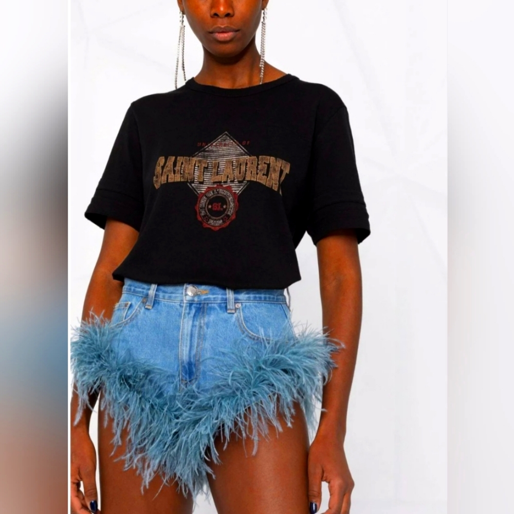 AREA Denim Feather Shorts